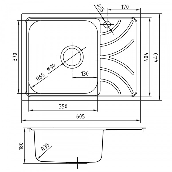 Мойка кухонная из нержавеющей стали IDDIS ARRO ARR60SLi77 60,5*44 см.  Мойка кухонная из нержавеющей стали IDDIS ARRO ARR60SLi77 60,5*44 см.