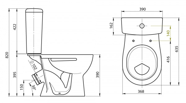 Унитаз-компакт Santeri ОРИОН 1.P400.8.S00.00B.F   Унитаз-компакт Santeri ОРИОН 1.P400.8.S00.00B.F