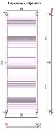 Полотенцесушитель водяной Сунержа БОГЕМА+ 00-0220-1960 1900х600 