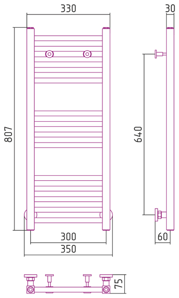 Полотенцесушитель водяной Сунержа МОДУС 00-0250-8040 800х400 