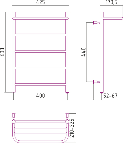 Полотенцесушитель электрический Стилье №30 00530-6040 600х400 