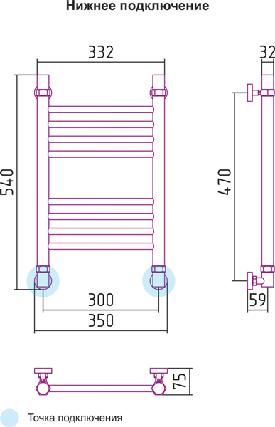Полотенцесушитель водяной Сунержа БОГЕМА+ 00-0220-5030 500х300 