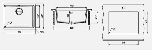 Мойка кухонная керамогранитная Florentina ВЕГА 500 22.320.D0500.306 54*42 см. капучино
