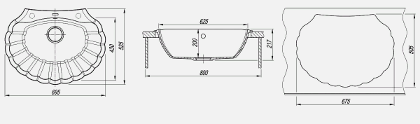 Мойка кухонная керамогранитная Florentina ГРЕБЕШОК 20.345.E0695.202 69,5*52,5 см. шампань