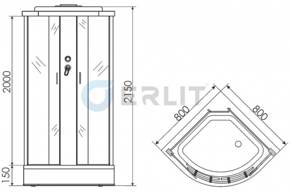 Душевая кабина Erlit  ER3508P-C4-RUS 80x80 см. 