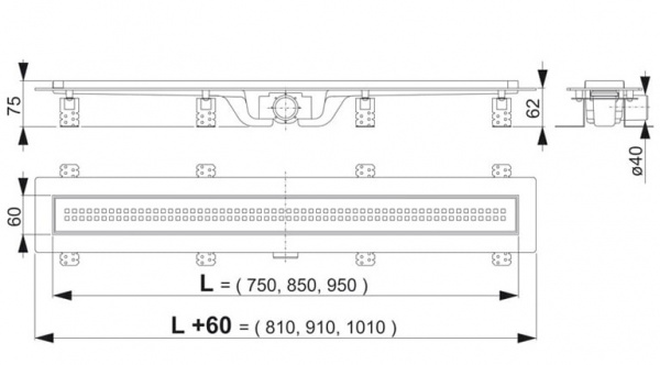 Душевой канал Alcaplast  APZ9-750M с решеткой 