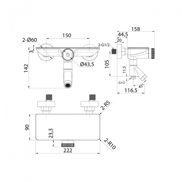 Смеситель IDDIS SHELFY SHEBLBTi02WA для ванны и душа 