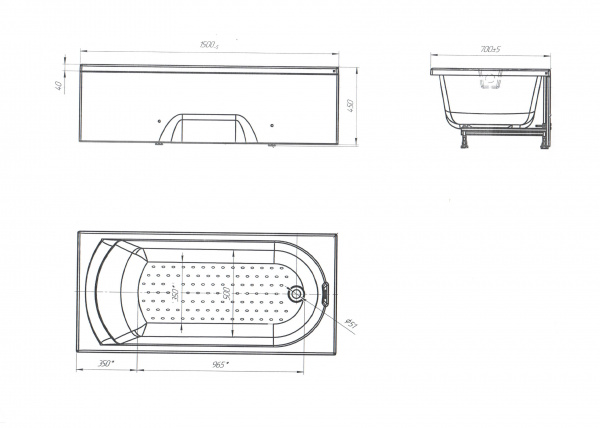 Ванна акриловая 1Marka LILY 01лил1570 150x70 см. 