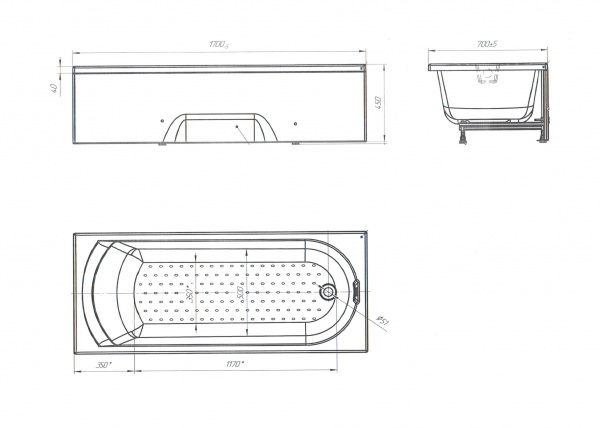 Ванна акриловая 1Marka LILY 01лил1770 170x70 см.  Ванна акриловая 1Marka LILY 01лил1770 170x70 см.