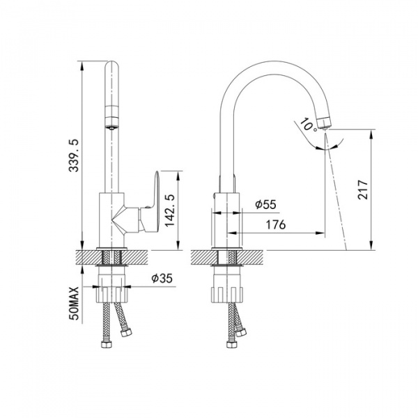 Смеситель IDDIS CUBA CUBBLFJi05 для кухонной мойки 