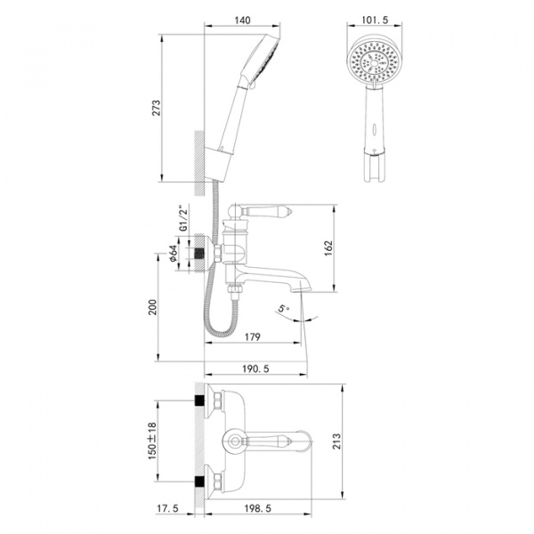 Смеситель IDDIS OXFORD OXFSB02i02 для ванны и душа  Смеситель IDDIS OXFORD OXFSB02i02 для ванны и душа