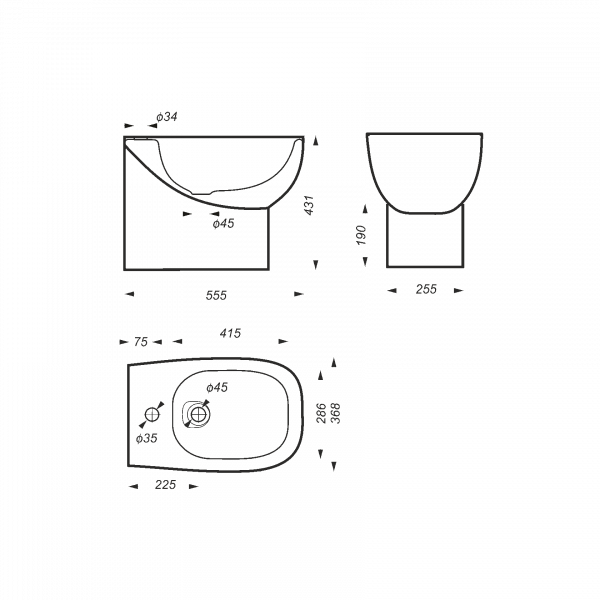 Биде напольное Sanita luxe  INFSLBI01  